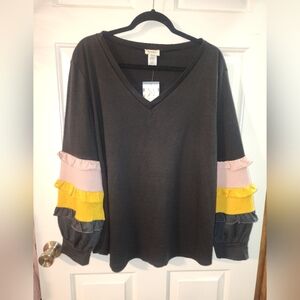 BiBi Classic Black V-Neck Top